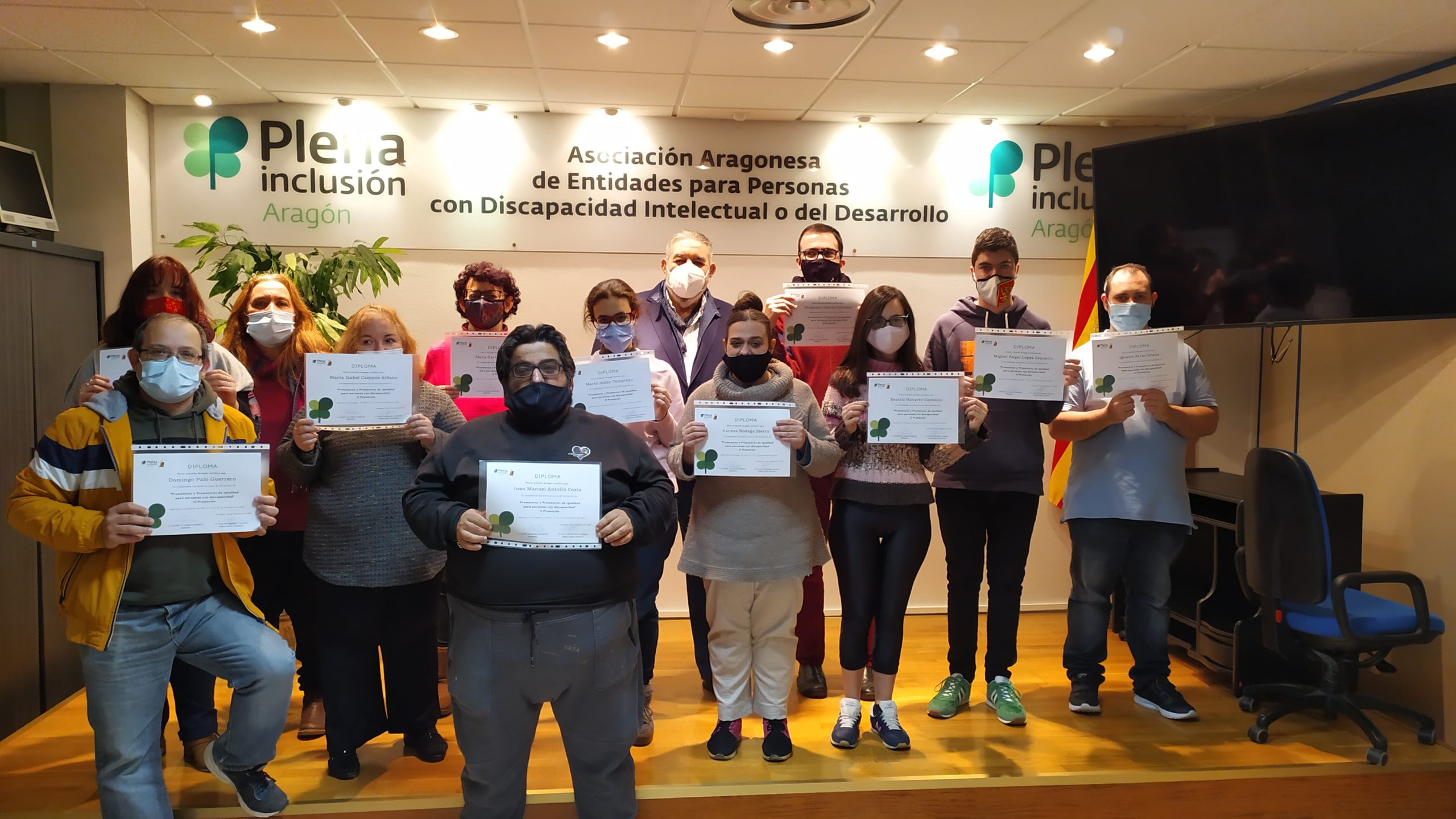 Ir a Entrega de diplomas al alumnado del segundo curso de Promotores/as de Igualdad de Plena inclusión Aragón