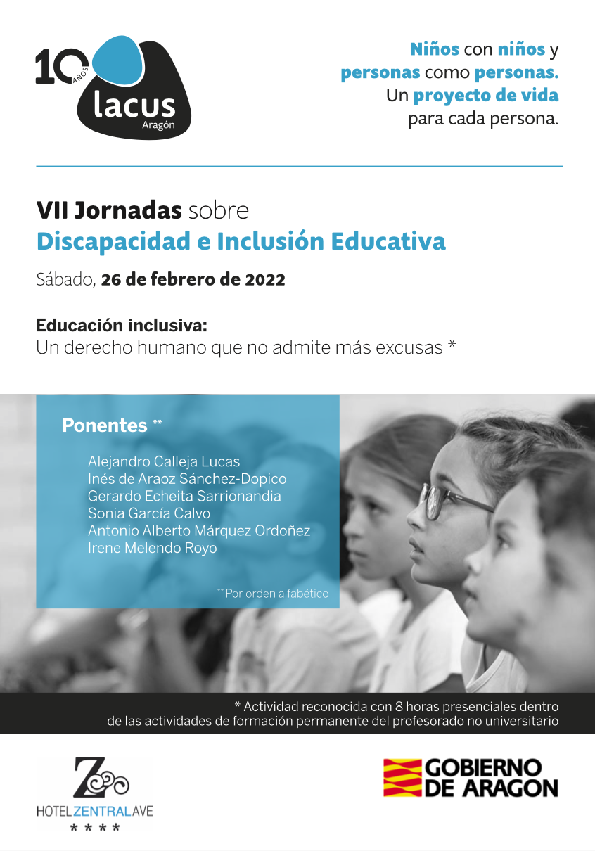 Ir a Lacus Aragón anuncia sus séptimas jornadas sobre discapacidad e inclusión educativa