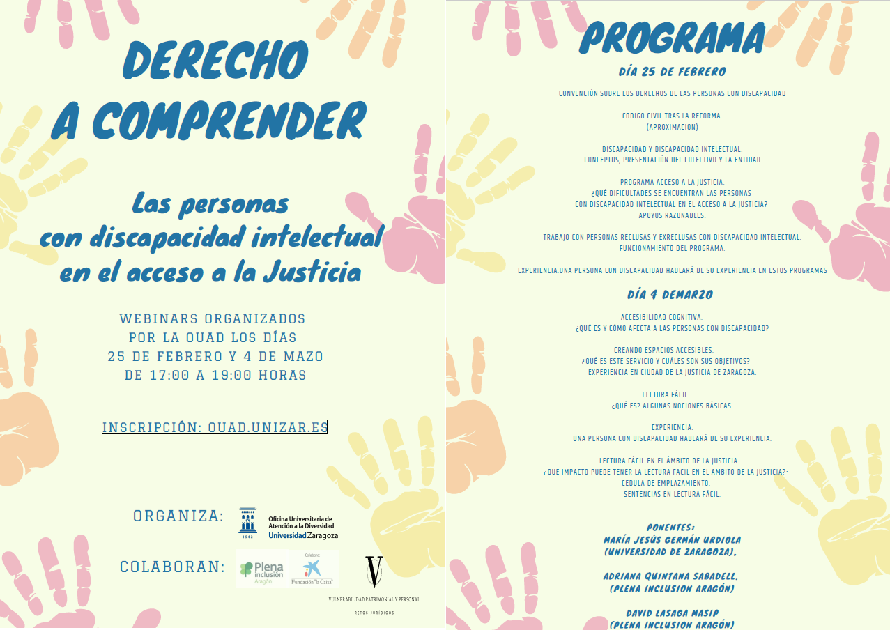 Ir a La Universidad de Zaragoza aborda la accesibilidad de la Justicia de la mano de Plena inclusión Aragón