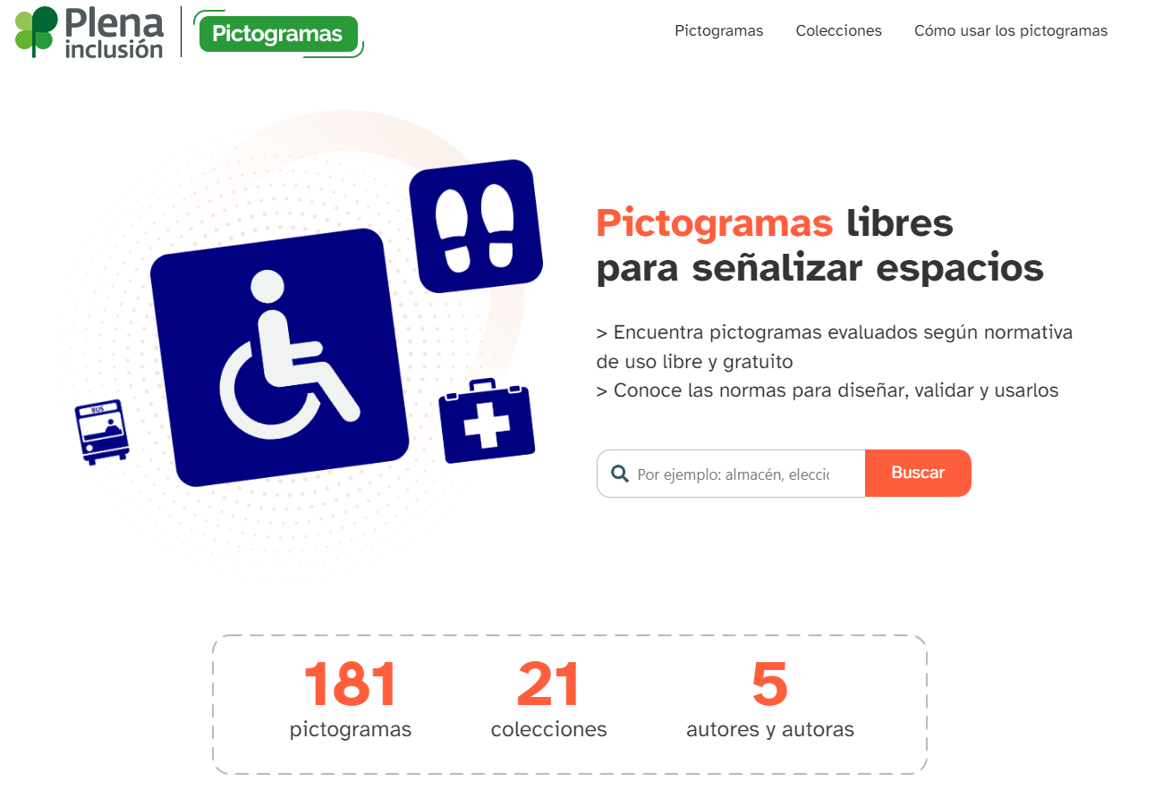 Ir a Plena inclusión lanza un banco digital de pictogramas para la señalización de entornos