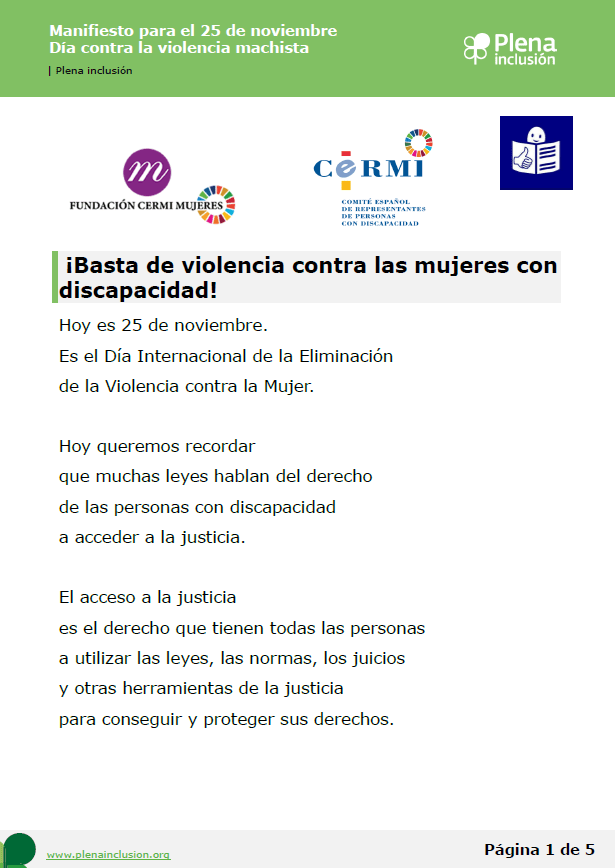 Ir a Manifiesto de CERMI Mujeres para el 25 de noviembre de 2021 en lectura fácil