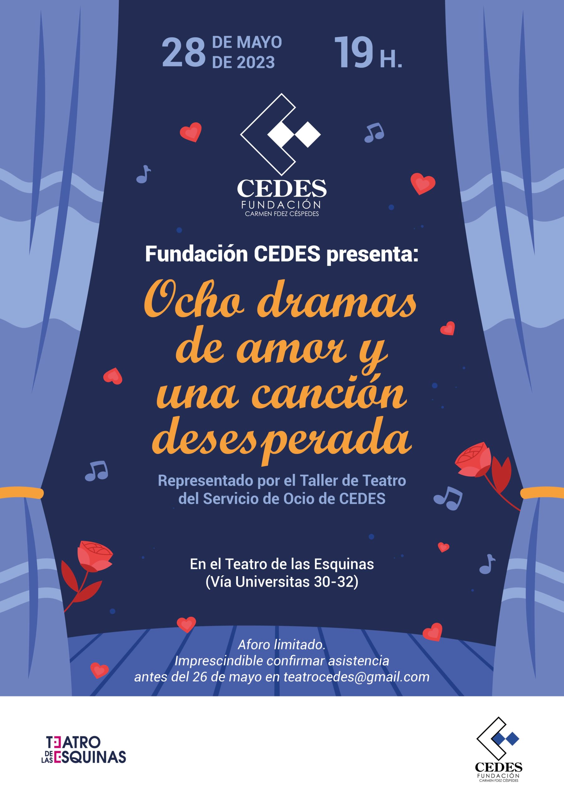Ir a La Fundación Cedes estrena el domingo en el Teatro de las Esquinas 'Ocho dramas de amor y una canción desesperada'