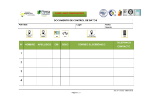 Ir a Documento de control de datos
