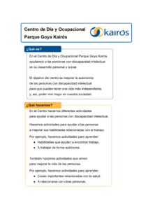 Ir a Centro de día y ocupacional Parque Goya Kairós