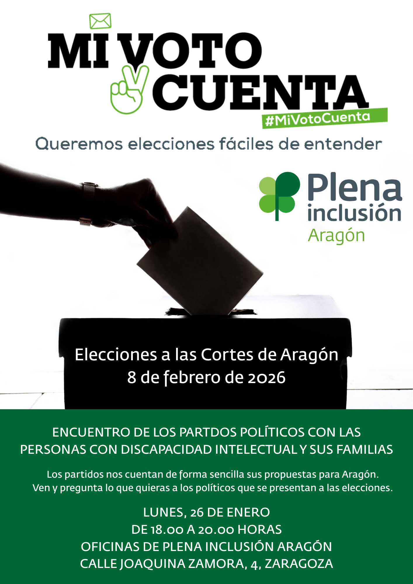 Ir a Elecciones en Aragón. Encuentro de los partidos políticos con personas con discapacidad intelectual y familiares