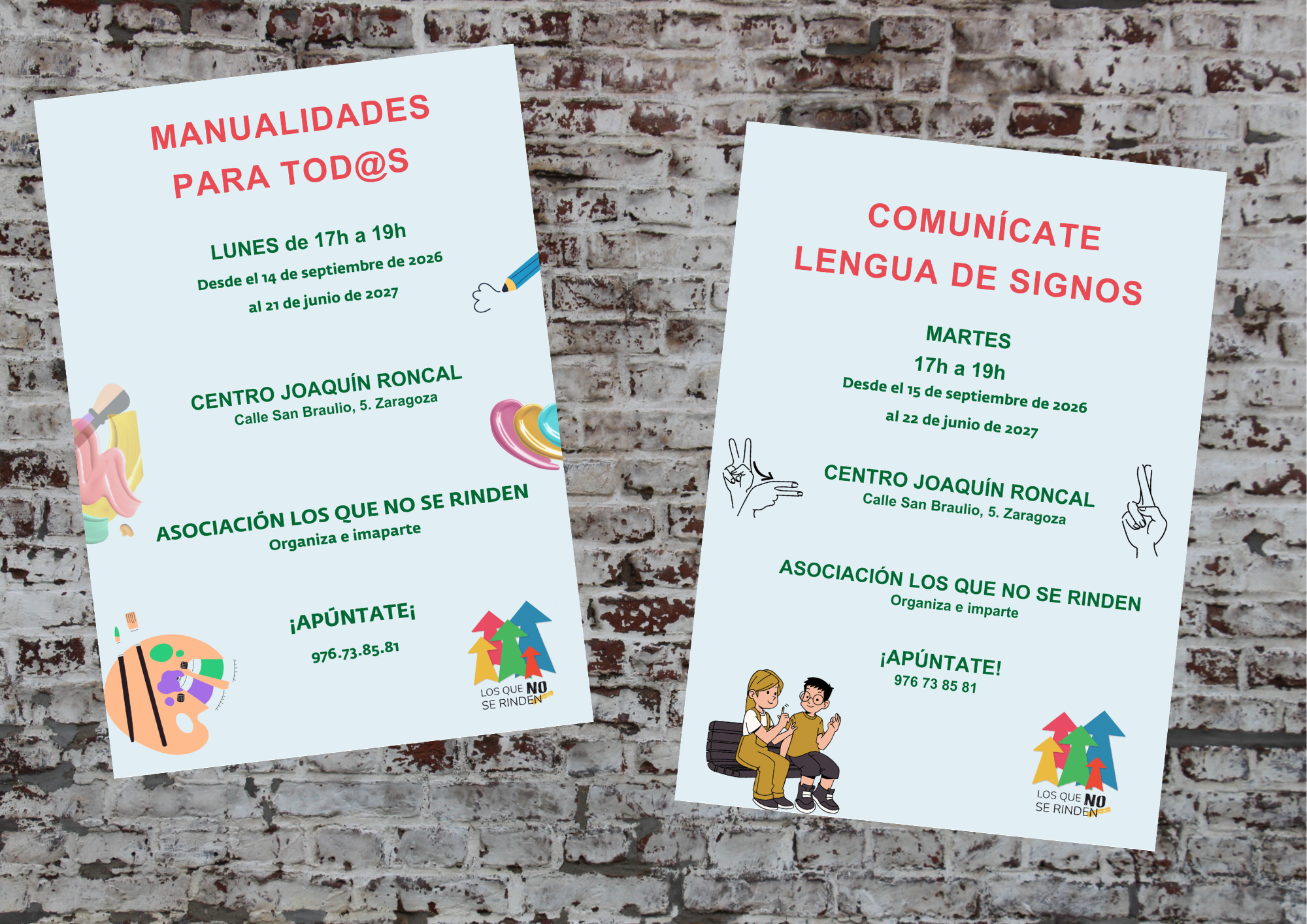 Ir a Talleres de Los Que No Se Rinden 2026 / 2027: Manualidades y Lengua de signos